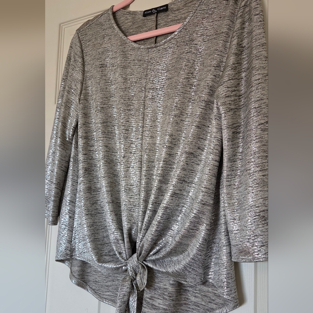 Kim & Cami Metallic Silver Blouse